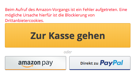 Amazon Pay error on Thomann.de