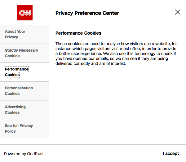 OneTrust Privacy Preference Center on cnn.com